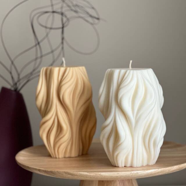 Huge Wave Stripe Soy Candle Abstract Geometric Coffee Table Decor - image 1