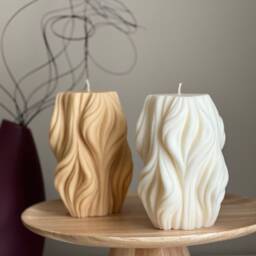 Huge Wave Stripe Soy Candle Abstract Geometric Coffee Table Decor - thumbnail 1