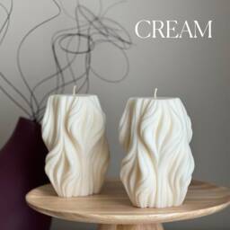 Huge Wave Stripe Soy Candle Abstract Geometric Coffee Table Decor - thumbnail 3