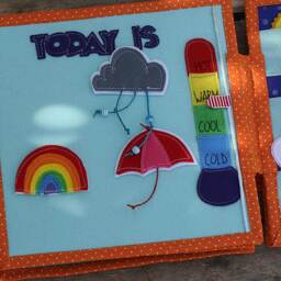 Weather Double Page For Custom Built Quiet Book By Tomtoy, Fabric Busy Book Pages, 20x20cm, Double - thumbnail 2