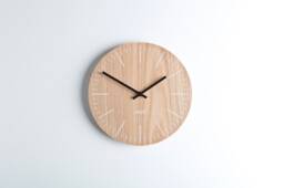 Wooden Wall Clock - Modern Minimal Design Home Decor Natural Wood- Large Handmade Silent Movement - thumbnail 1
