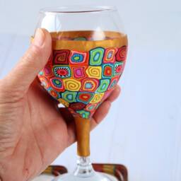 Millefiori Polymer Clay Tea Candle Holders Set Jewish Holiday Decor - thumbnail 3