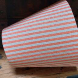Linen Orange Ticking Stipes Candle Clip Lampshade - thumbnail 3
