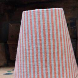 Linen Orange Ticking Stipes Candle Clip Lampshade - thumbnail 2