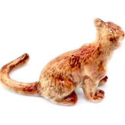 Miniature Ceramic Puma Sitting Animal Little Brown Beige Figurine Small Statue Tiny Decoration Hand Painted Collectible Craft Figure Deco - thumbnail 2