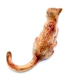 Miniature Ceramic Puma Sitting Animal Little Brown Beige Figurine Small Statue Tiny Decoration Hand Painted Collectible Craft Figure Deco - thumbnail 3
