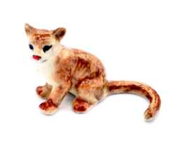 Miniature Ceramic Puma Sitting Animal Little Brown Beige Figurine Small Statue Tiny Decoration Hand Painted Collectible Craft Figure Deco - thumbnail 1