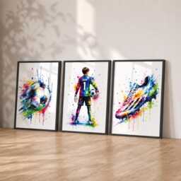 Football Goalkeeper Prints - Personalised Kids Bedroom Decor, Soccer Poster Wall Art Set Of 3 - thumbnail 2
