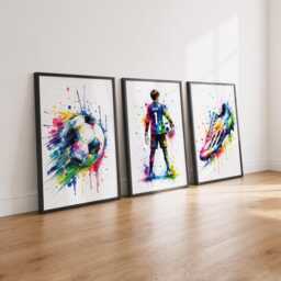 Football Goalkeeper Prints - Personalised Kids Bedroom Decor, Soccer Poster Wall Art Set Of 3