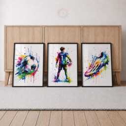 Football Goalkeeper Prints - Personalised Kids Bedroom Decor, Soccer Poster Wall Art Set Of 3 - thumbnail 3