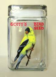 Bird Seed Jar, Yellow Finch, Custom Canister, Personalized Pet Portrait Painting, Aviary Art, Food Storage Painting - thumbnail 1