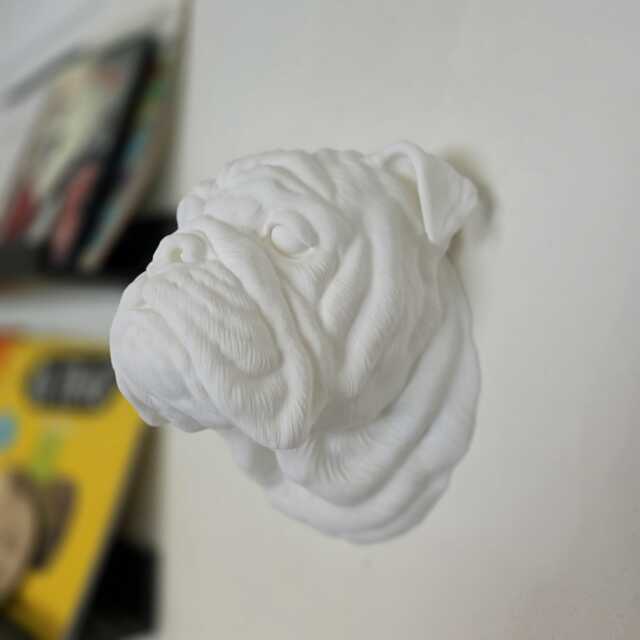English Bulldog Wall Mount - Animal Art Decor 3D Printed - image 1