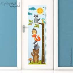 Forest Animals Growth Chart Wall Decal, Kids Room Sticker, Height Bear Fox Owl Nursery Decor - thumbnail 1