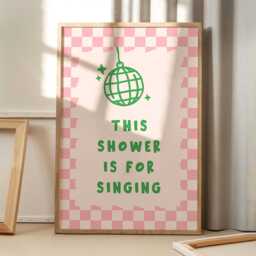 This Shower Is For Singing Disco Art Canvas Poster, Trendy Wall Art, Apartment Aesthetic Decor, Retro Home Printed Gift - thumbnail 1
