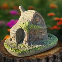 Concrete Farm Fairy House Stone Village Cottage Cement Fantasy Home Outdoor Garden Ornament Handmade Whimsical Sculpture Handcast Figure - thumbnail 2