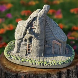 Concrete Farm Fairy House Stone Village Cottage Cement Fantasy Home Outdoor Garden Ornament Handmade Whimsical Sculpture Handcast Figure - thumbnail 3