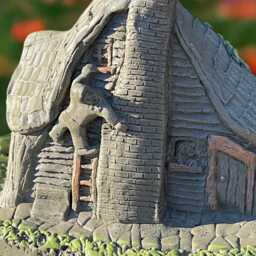 Concrete Farm Fairy House Stone Village Cottage Cement Fantasy Home Outdoor Garden Ornament Handmade Whimsical Sculpture Handcast Figure - thumbnail 4