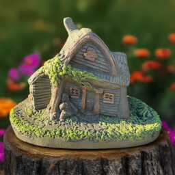 Concrete Farm Fairy House Stone Village Cottage Cement Fantasy Home Outdoor Garden Ornament Handmade Whimsical Sculpture Handcast Figure - thumbnail 1