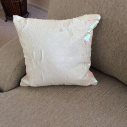 White Mermaid Sequin Pillow Cover, Reversible Pillow, Iridescent White Throw Decorative Teen Pink And - thumbnail 2