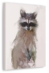 Raccoon Canvas Print Wildlife Animal Art, Nursery Decor - thumbnail 1