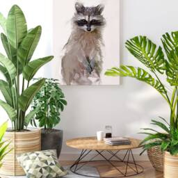 Raccoon Canvas Print Wildlife Animal Art, Nursery Decor - thumbnail 3