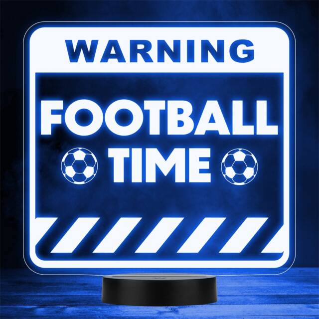 Football Time Warning Sign Sports Fan Personalised Gift Any Colour Night Light - image 1