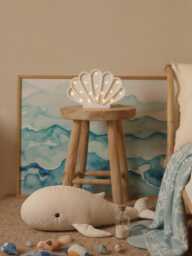 Seashell Wooden Night Light - Ocean Decor Lights, Boho Nursery Light, Baby Lamp Ocean, Nautical For Baby, Newborn Gifts - thumbnail 1
