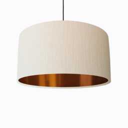 Ivory Linen Lampshade in Textured Fabric With Copper Lining - thumbnail 1