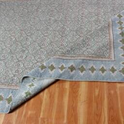 Hand Block Print Cotton Rug - Floral Medallion Area Bohemian - thumbnail 4