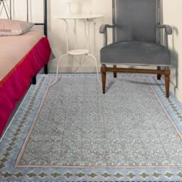 Hand Block Print Cotton Rug - Floral Medallion Area Bohemian - thumbnail 3