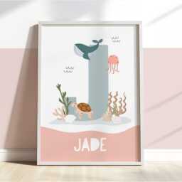 Personalised Mermaid Gallery Wall Set in Pastel Of 6 Prints, Nursery Print, Sea Decor, Teen Girl Bedroom Decor - thumbnail 2