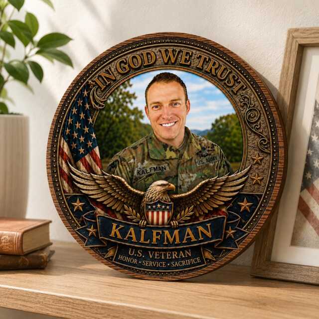 Personalized Veteran Wooden Sign, Custom Army Photo Plaque, Military Honor Wall Decor, U.s. Service Keepsake Gift - image 1