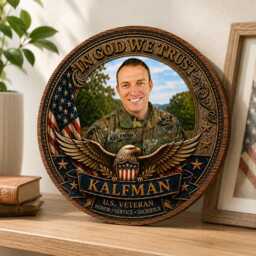 Personalized Veteran Wooden Sign, Custom Army Photo Plaque, Military Honor Wall Decor, U.s. Service Keepsake Gift - thumbnail 1
