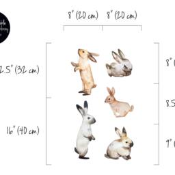 Bunnies Wall Decal, Repositionable Decor For Children, Cute Reusable Sticker, Removable Bunny Rabbit Decal #16W - thumbnail 3