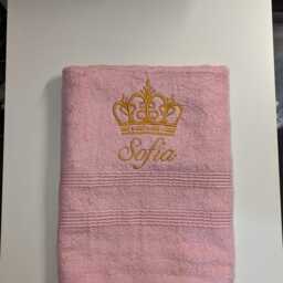 Personalised Embroidered Bath Towel Soft Cotton, Custom Name, Towel With Crown - thumbnail 4