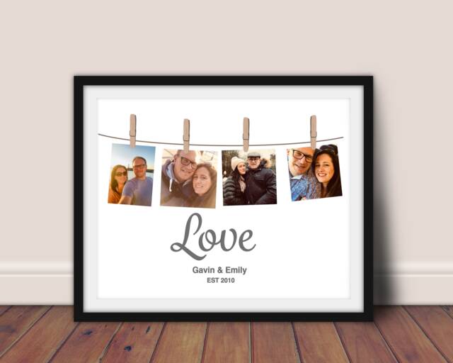 Personalized Photo Clothesline Print - Custom Anniversary Gift For Couples - image 1