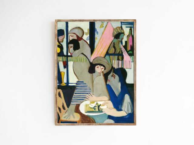 Cafe Lunch - Modern Figurative Art Print Of Vintage Oil Painting Sizes 9x12 11x14 16x20 - image 1