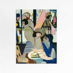 Cafe Lunch - Modern Figurative Art Print Of Vintage Oil Painting Sizes 9x12 11x14 16x20 - thumbnail 2