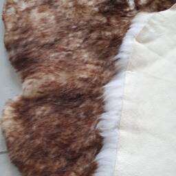 Brown Cream Sheepskin Rug, Genuine Lambskin Pelt, 130x75cm - thumbnail 2