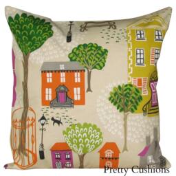Sanderson Jubilee Square Orange & Purple Cushion Cover - thumbnail 1