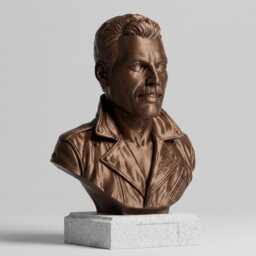 Freddie Mercury Bust - 20cm Bronze Effect Sculpture On White Stone Base - thumbnail 1