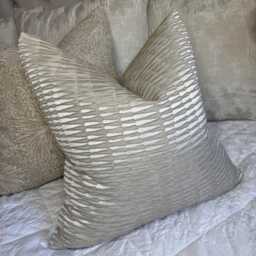 Textured Neutral Cushion Cover, Modern Taupe Pillow Luxury Fabric Sofa Handmade Throw Uk, Elegant Beige Decor - thumbnail 1