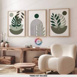 Sage Green Boho Prints - Set Of 3 Wall - Decor Living Room Posters Bedroom Artwork Home Hangings Botanicals - thumbnail 2