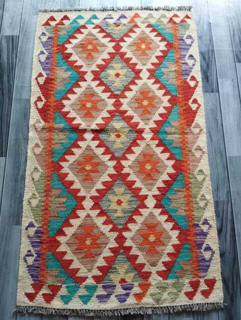 Classic Kilim Rug, Handmade Artisan Afghan Turkish Scandinavian Navajo Bohemian Wool Flatweave Multicolour Rug 140x82 cm - image 1