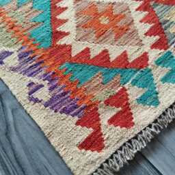Classic Kilim Rug, Handmade Artisan Afghan Turkish Scandinavian Navajo Bohemian Wool Flatweave Multicolour Rug 140x82 cm - thumbnail 3