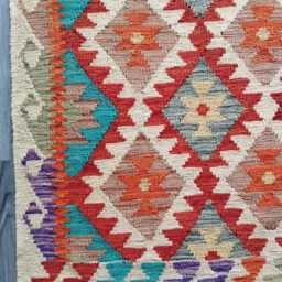 Classic Kilim Rug, Handmade Artisan Afghan Turkish Scandinavian Navajo Bohemian Wool Flatweave Multicolour Rug 140x82 cm - thumbnail 2