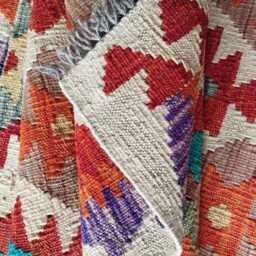 Classic Kilim Rug, Handmade Artisan Afghan Turkish Scandinavian Navajo Bohemian Wool Flatweave Multicolour Rug 140x82 cm - thumbnail 4