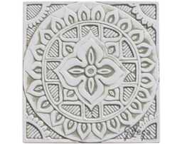 Ceramic Wall Hanging Made From For Outdoor Art, Handmade Tile Art Decor, Kitchen Backsplash Design, Mandala #4 30cm Beige&white - thumbnail 1