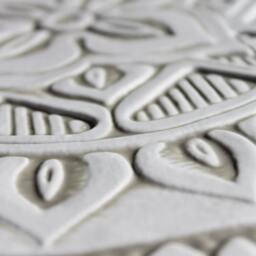 Ceramic Wall Hanging Made From For Outdoor Art, Handmade Tile Art Decor, Kitchen Backsplash Design, Mandala #4 30cm Beige&white - thumbnail 2