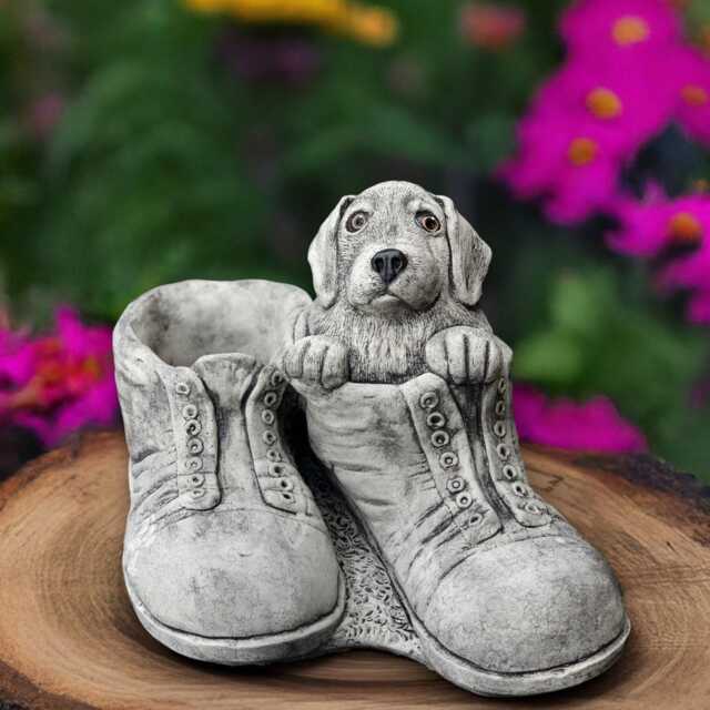 Funny Labrador in Boots Statue Concrete Cocker Spaniel Figurine Stone Playful Dog Sculpture Large Animal Decoration Memorial Ornament - image 1